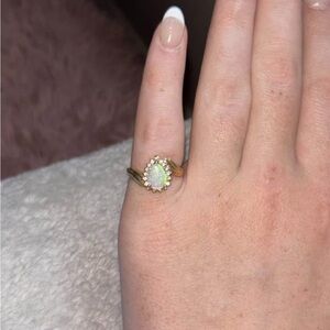 Ethiopian Opal and diamond 14k solid gold Ring